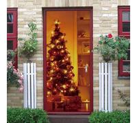 Adesivi per Porte Interne Tema Natalizio Adesivo Porta Interna Albero 3D Murale Decorazione Camera Da Letto Bagno Poster Porta Autoadesivo Carta Da Parati 77x200 cm 5988A