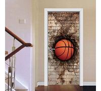 Adesivi Per Porte Per Porte Interne Muro Di Mattoni Di Basket Sportivo 77 X 200 Cm Impermeabile Autoadesivo 3D Bambini Ragazze Camere Da Letto Vinile Decorazione Domestica Decalcomania Deco Art Decor