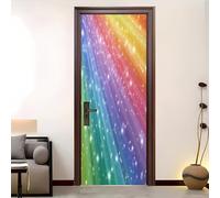Adesivi Per Porte Rimovibile Romantiche Strisce Arcobaleno Poster Porta 3D 90x210 cm Colorato Adesivo Porta Impermeabile Autoadesivo per Camera Da Letto, Decorazione Casa