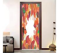 Adesivi Per Porte Rimovibile Texture Colorata Della Foglia D'Acero Poster Porta 3D 95x215 cm Bianco Adesivo Porta Impermeabile Autoadesivo per Camera Da Letto, Decorazione Casa