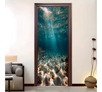 Adesivi Per Porte Rimuovibile Senza Residui 90x210 cm Tunnel Sottomarino Fantasy 3D Pvc Impermeabile Autoadesivo Adesivo Porta, Verde Poster per Porta per Decorazione Casa
