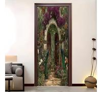 Adesivi Per Porte Rimuovibile Senza Residui 95x215 cmFiori Del Giardino Dei Sogni 3D Pvc Impermeabile Autoadesivo Adesivo Porta, Colorato Poster per Porta per Decorazione Casa