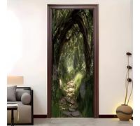 Adesivi per Porte Sentiero Della Junglea Incantata Interne 3D PVC Impermeabile Autoadesivo Rimovibile Buccia e Bastone Verde Adesivo di Porta Per la Decorazione Domestica 95x215 cm