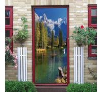 Adesivi Per Porte Stampati In 3D Paesaggio Forestale Alpino Adesivi Per Porte Generali Impermeabili In Pvc Murales Fai-Da-Te Decorazione Domestica Autoadesiva 88 X 200 Cm - Foto Della -49041492889657