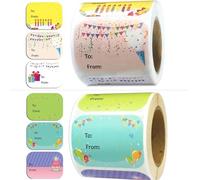 Adesivi per regali di buon compleanno, 3,8 x 5,1 cm, con scritta "Happy Birthday", 300 pezzi, adesivi per compleanni, bomboniere, feste, feste, Natale, 6 motivi