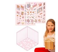 Adesivi per scenari, adesivi per la casa per bambini, in miniatura, adesivi per la casa 3D, con effetto visivo, simpatici adesivi per la scena dei cartoni animati per adulti e bambini, antistress