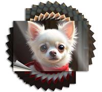 Adesivi per scherzi per adulti, un soffice cane bianco con orecchie grandi che indossa una bandana rossa. Adesivi 10 adesivi per scherzi per adulti adesivi vuoti per paraurti (6 x 9 cm)