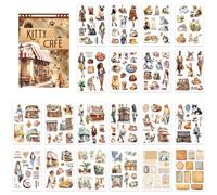 Adesivi per Scrapbooking, 20 Fogli Stickers per Album Fotografico in PET, Adesivo Estetici Pretagliati per Scrapbook Decorativi, Diario Fai Da Te, Arti e Mestieri, Libro Ospiti