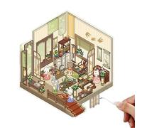 Adesivi per scrapbooking 3D, adesivi per la casa dei cartoni animati, adesivi 3D, adesivi con scena cinese, adesivi per la stanza in rilievo, simpatici adesivi per scrapbooking in miniatura per adulti
