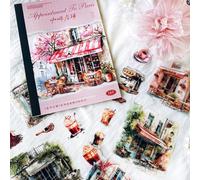 Adesivi per Scrapbooking,Sticker Kit, Floreali Stickers per Scrapbooking in PET per Piante Può Essere Utilizzato per Decorare Scrapbooking(Coffee Shop)