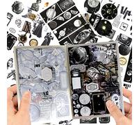 Adesivi per scrapbooking, vintage, con luna, 177 pezzi, in PET trasparente, autoadesivi, diversi motivi, per il fai da te (pianeta e animale)