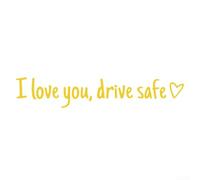 Adesivi per specchietto retrovisore auto I Love You Drive Safe in vinile per auto e moto, 11 cm, nero/bianco/sfumato (giallo)