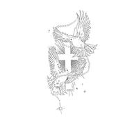 Adesivi per tatuaggi a base di erbe con croce e colomba della pace sul braccio per uomo, adesivi impermeabili e duraturi, tatuaggi finti