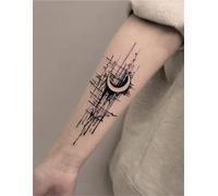 Adesivi per tatuaggi a base di erbe con luna a due braccia, semipermanente per succo, impermeabile per due settimane di lunga durata, adesivo per tatuaggio tatuaggio finto