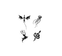 Adesivi per tatuaggi a base di erbe con piccole figure di animali, semipermanenti, antiriflesso, impermeabili, realistici, resistenti al colore, duraturi 2 settimane, tatuaggi finti, tatuaggi temporan