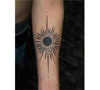Adesivi per tatuaggi a base di erbe con sole a due lune, semipermanente per succo, impermeabile per due settimane di lunga durata, adesivo per tatuaggio tatuaggio finto