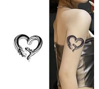 Adesivi per tatuaggi a base di erbe Love Snake, semipermanenti, antiriflesso, impermeabili, realistici, resistenti al colore, della durata di 2 settimane, tatuaggi finti, tatuaggi temporanei(2pcs)
