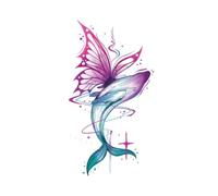 Adesivi per tatuaggi colorati con farfalle e balene, braccio floreale, braccio femminile impermeabile, di lunga durata, adesivi per foto di grandi dimensioni, tatuaggi finti, tatuaggi temporanei