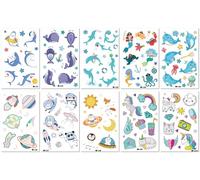 Adesivi Per Tatuaggi Con Luce Notturna Blu Per Bambini, Adesivi Con Farfalla, Squalo, Pirata E Spazio 120 * 76mm A120