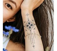Adesivi per tatuaggi con succo di frutta a lunga durata impermeabili a base di erbe Star Rain per donne, clavicola, impermeabili, di lunga durata 2 settimane, tatuaggi finti