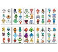 Adesivi Per Tatuaggi Di Robot Dei Cartoni Animati, Ecologici, Impermeabili E Resistenti Al Sudore, Adesivi Per Il Viso, Adesivi Per Tatuaggi Per Bambini 120X76mm