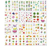 Adesivi Per Tatuaggi Di Simulazione Di Cartoni Animati, Impermeabili Ed Ecologici, Per Bambini, Con Simpatici Tatuaggi Trasferibili A Forma Di Frutta E Verdura A:120×75mm