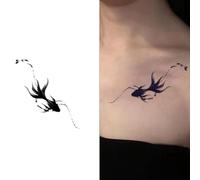 Adesivi Per Tatuaggi Di Uccelli, Pesci, Fiori Ed Erbe, Semipermanenti, Antiriflesso, Impermeabili, Realistici, Resistenti Al Colore, Durano 2 Settimane, Tatuaggi Temporanei Finti(T-02)