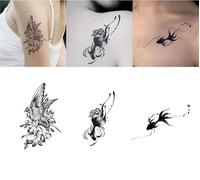 Adesivi Per Tatuaggi Di Uccelli, Pesci, Fiori Ed Erbe, Semipermanenti, Antiriflesso, Impermeabili, Realistici, Resistenti Al Colore, Durano 2 Settimane, Tatuaggi Temporanei Finti(A(3pcs))