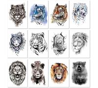 Adesivi Per Tatuaggi Ecologici, Impermeabili E Duraturi, Adesivi Realistici Con Tigri E Leopardi 210×150mm ¥0.95