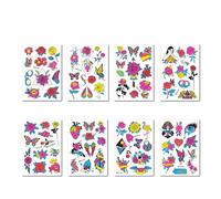 Adesivi per tatuaggi fluorescenti, adesivi for tatuaggi for braccia impermeabili, adesivi temporanei, uso for feste(8 pcs f)