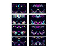 Adesivi per tatuaggi fluorescenti, adesivi for tatuaggi for braccia impermeabili, adesivi temporanei, uso for feste(10 pcs C)