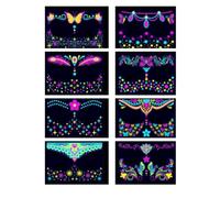 Adesivi per tatuaggi fluorescenti, adesivi for tatuaggi for braccia impermeabili, adesivi temporanei, uso for feste(10 pcs B)