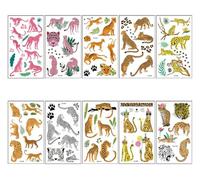 Adesivi Per Tatuaggi Impermeabili Per Bambini, Simpatici Cartoni Animati, Adesivi Per Tatuaggi Temporanei Con Ghepardo E Leopardo. 69 * 120mm