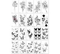 Adesivi Per Tatuaggi Minimalisti E Realistici Per Uomini E Donne, Con Farfalle, Lettere, Parole In Inglese, Fiori E Forme Geometriche Per Un Look Sexy. A163