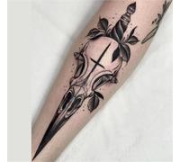 Adesivi per tatuaggi sul braccio con teschio e spada, tatuaggi temporanei a base di erbe per uomini e donne, semipermanenti, impermeabili, durano 2 settimane, tatuaggi finti