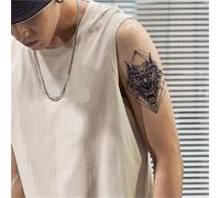 Adesivi per tatuaggi temporanei a base di erbe a forma di testa di lupo, impermeabili, semipermanenti, antiriflesso, per braccia e gambe da donna, durata 2 settimane, tatuaggi finti