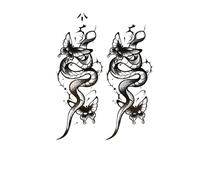 Adesivi per tatuaggi temporanei a forma di serpente con doppia farfalla, impermeabili, a forma di serpente con fiore femminile, coprono le cicatrici e durano 1-2 settimane, tatuaggi finti(2pcs)
