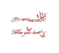 Adesivi per tatuaggi temporanei con lettere inglesi e farfalle rosse, adesivi colorati, impermeabili e duraturi, da colorare per donne, tatuaggi finti(2pcs)