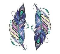 Adesivi per tatuaggi temporanei con piume colorate, totem realistico femminile impermeabile che copre le cicatrici, tatuaggi finti di lunga durata.