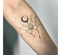 Adesivi per tatuaggi temporanei con stella luna e farfalla, impermeabili, semipermanenti e di lunga durata, per uomini e donne, con dita, braccio posteriore, petto(3pcs)