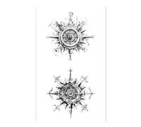 Adesivi per tatuaggi temporanei impermeabili elementi celesti astrolabio uomini e donne tatuaggi finti tatuaggio simulato colore braccio schiena(2pcs)