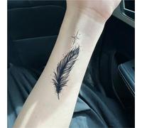 Adesivi per tatuaggi temporanei impermeabili semipermanenti e di lunga durata con piuma che cade a forma di stella, per uomini e donne, con dita, braccio posteriore, petto(3pcs)