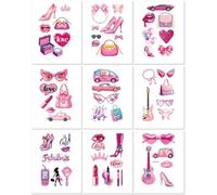 Adesivi Per Tatuaggi Temporanei Per Bambini, Adesivi Per Tatuaggi Rosa Per Feste, Impermeabili, Sudore, Viso E Mani 120X76mm A0059