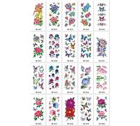 Adesivi Per Tatuaggi Temporanei Per Uomini E Donne, Raffiguranti Fiori, Farfalle E Disegni Colorati E Impermeabili. 90x190mm A101