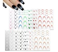 Adesivi Per Unghie A Punta Francese - 14 Fogli Stencil Strumenti,Adesivi Per Unghie Manicure French Sfumato,Per Donne Ragazze Principianti Artisti Casa Salon Viaggio Routine Quotidiana