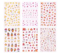 Adesivi per unghie per la stagione autunnale, motivo con foglie d'acero, set da 6 fogli, adesivi per unghie per nail art delle donne