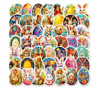 Adesivi per uova di Pasqua, 50 pezzi, impermeabili, con animali pasquali, elementi non ripetitivi, per bambini, adolescenti, ragazze, adulti