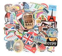 Adesivi per Viaggio 100 Pezzi di Alta Qualità - Decalcomanie Colorate per Valigia, Laptop, Moto, Bici, Chitarra e Scrapbooking - Vinili Adesivi con Dettagli Realistici
