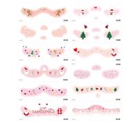 Adesivi per volti natalizi per le donne,facce adesive natalizie, 12 adesivi carini per il viso di Natale, accessori per l'arte per souvenir di vacanza, cuore d'amore, fiocco alce