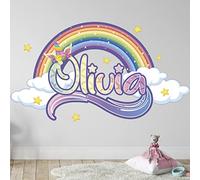 Adesivi personalizzati con nome - Arcobaleno e unicorno adesivi murali bambini - Stickers dei Bambini - Adesivi Nomi - Adesivi Bambini Attacca Stacca